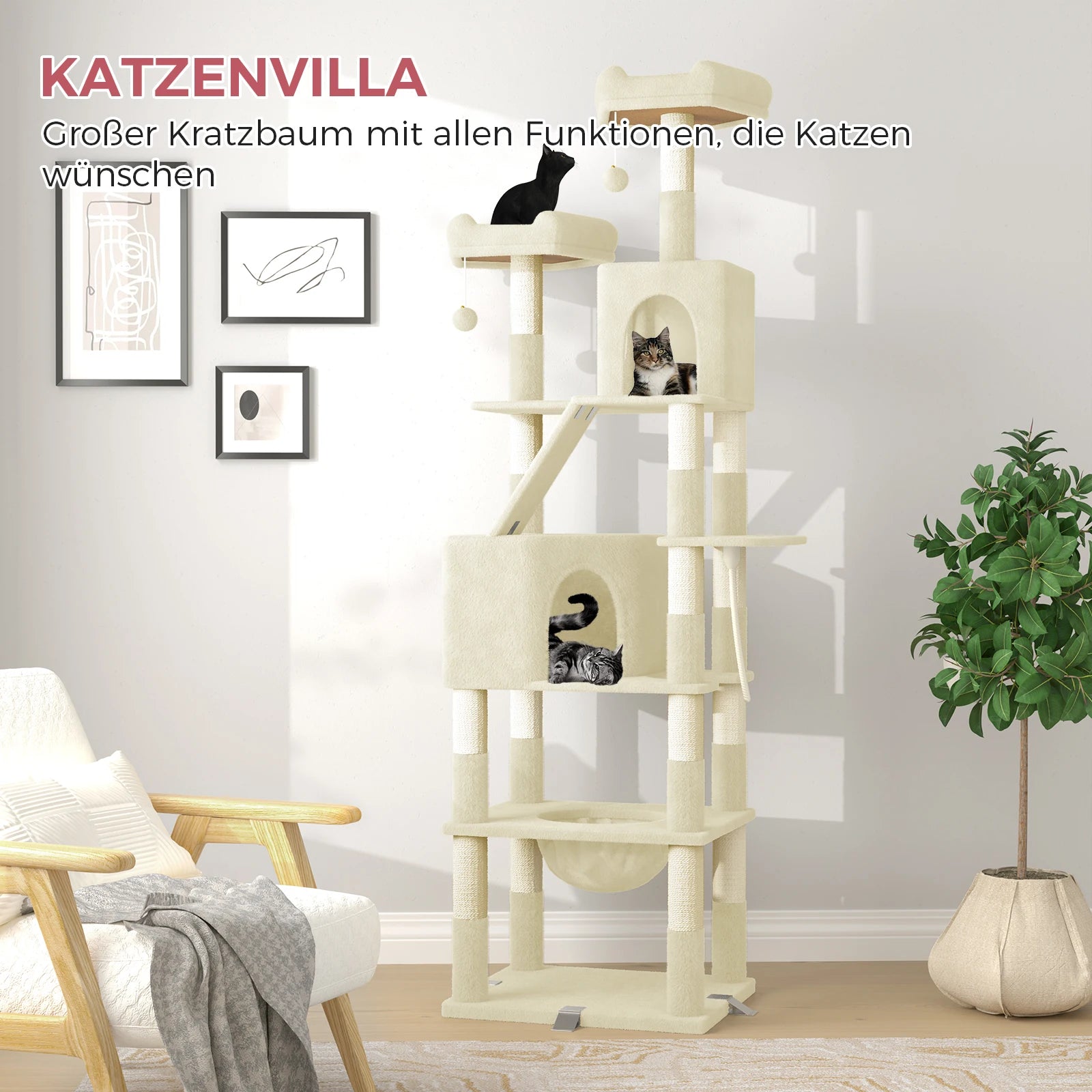 Katzenkratzbaum XXL 208 cm – Katzenturm & Kratzsäulen