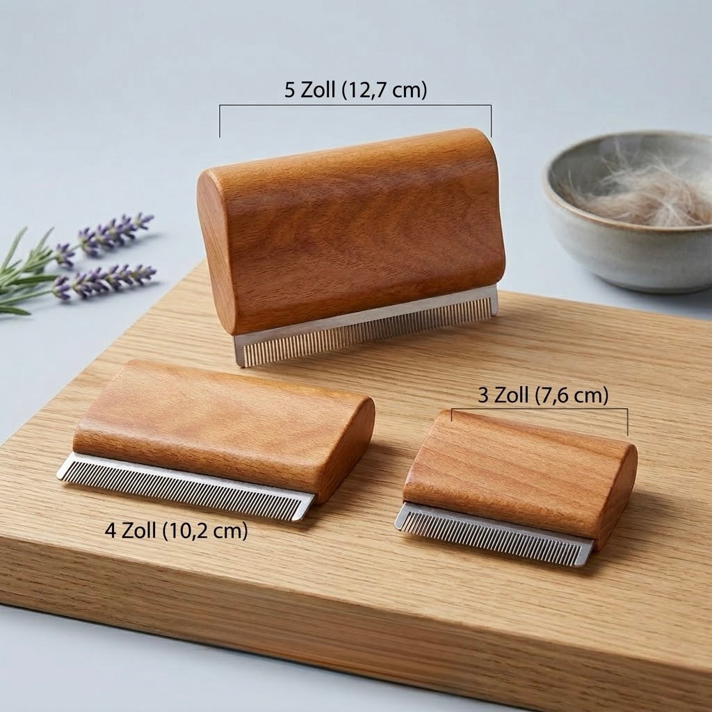 Tierhaarentferner mit Holzgriff – Unterwollkamm für Hunde & Katzen