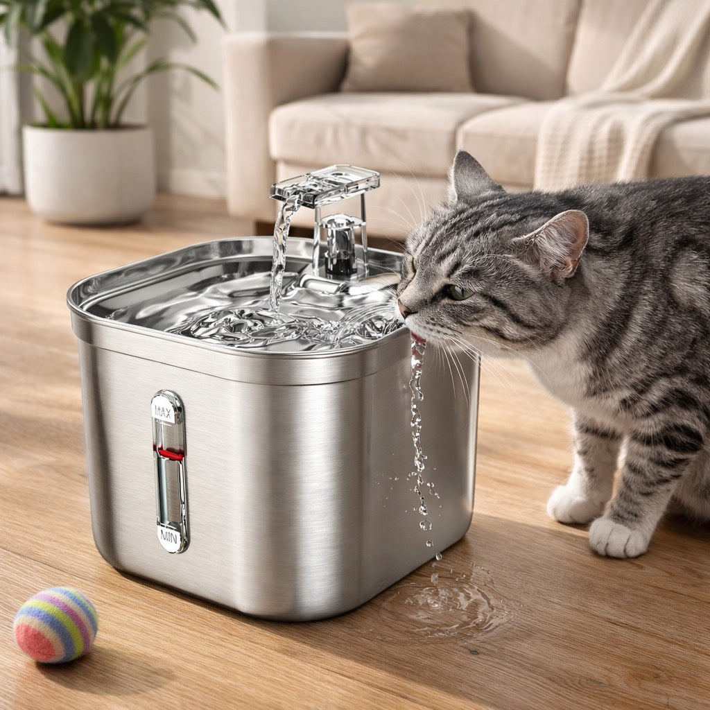 Katzentrinkbrunnen Edelstahl – leise & automatisch