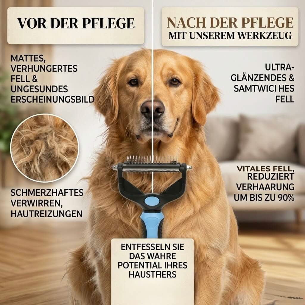 Fellpflegebürste für Hunde & Katzen – weniger lose Haare