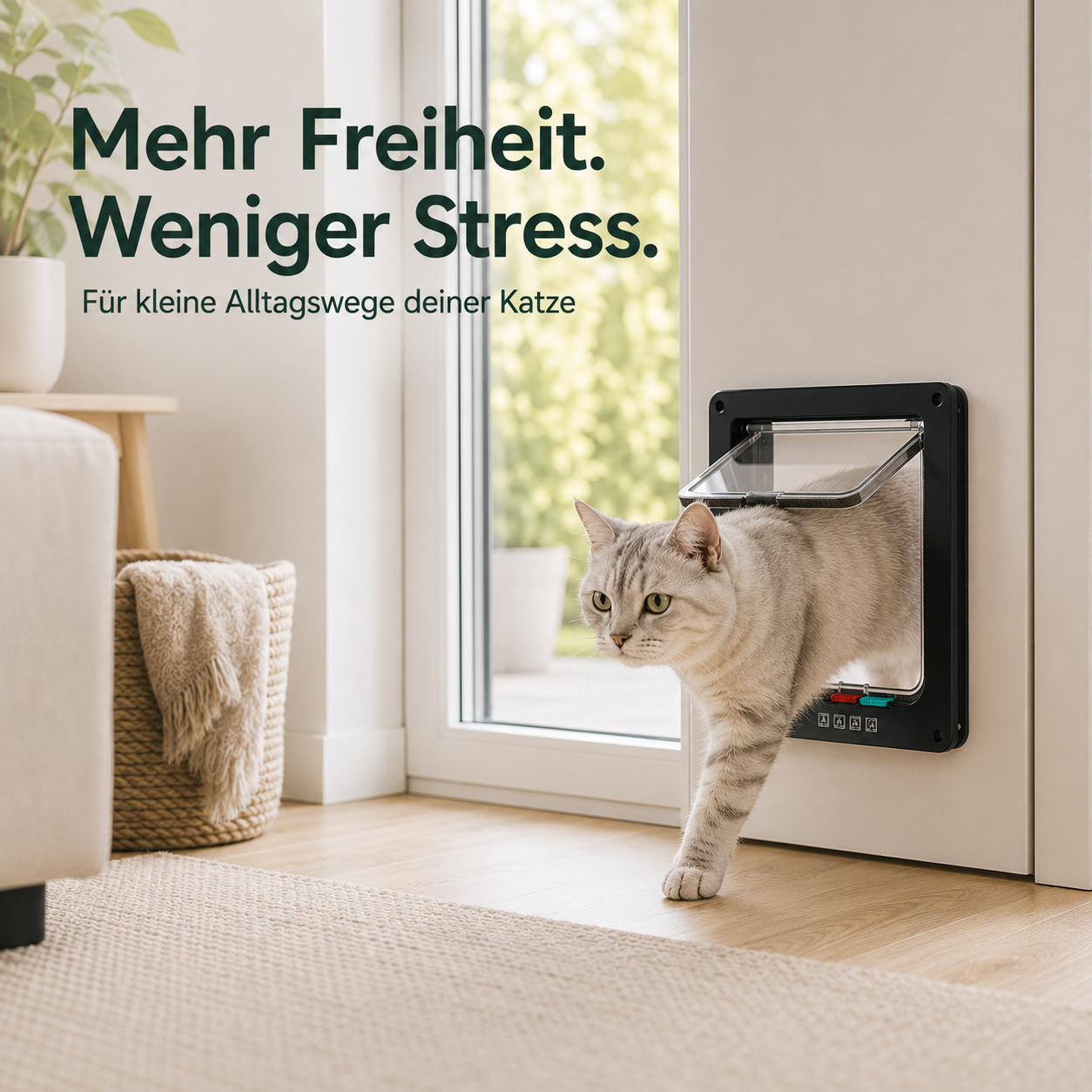 Katzenklappe für Türen – 4-Wege Haustierklappe