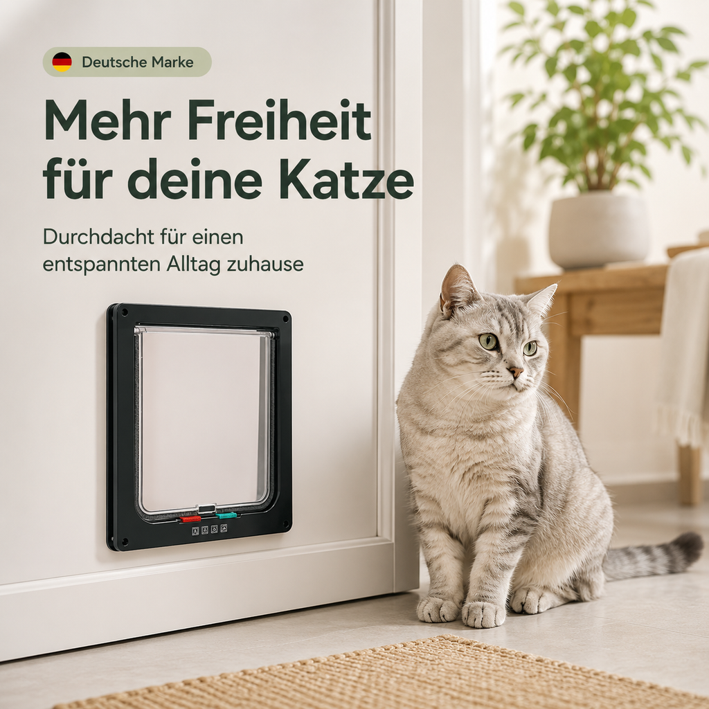 Katzenklappe für Türen – 4-Wege Haustierklappe