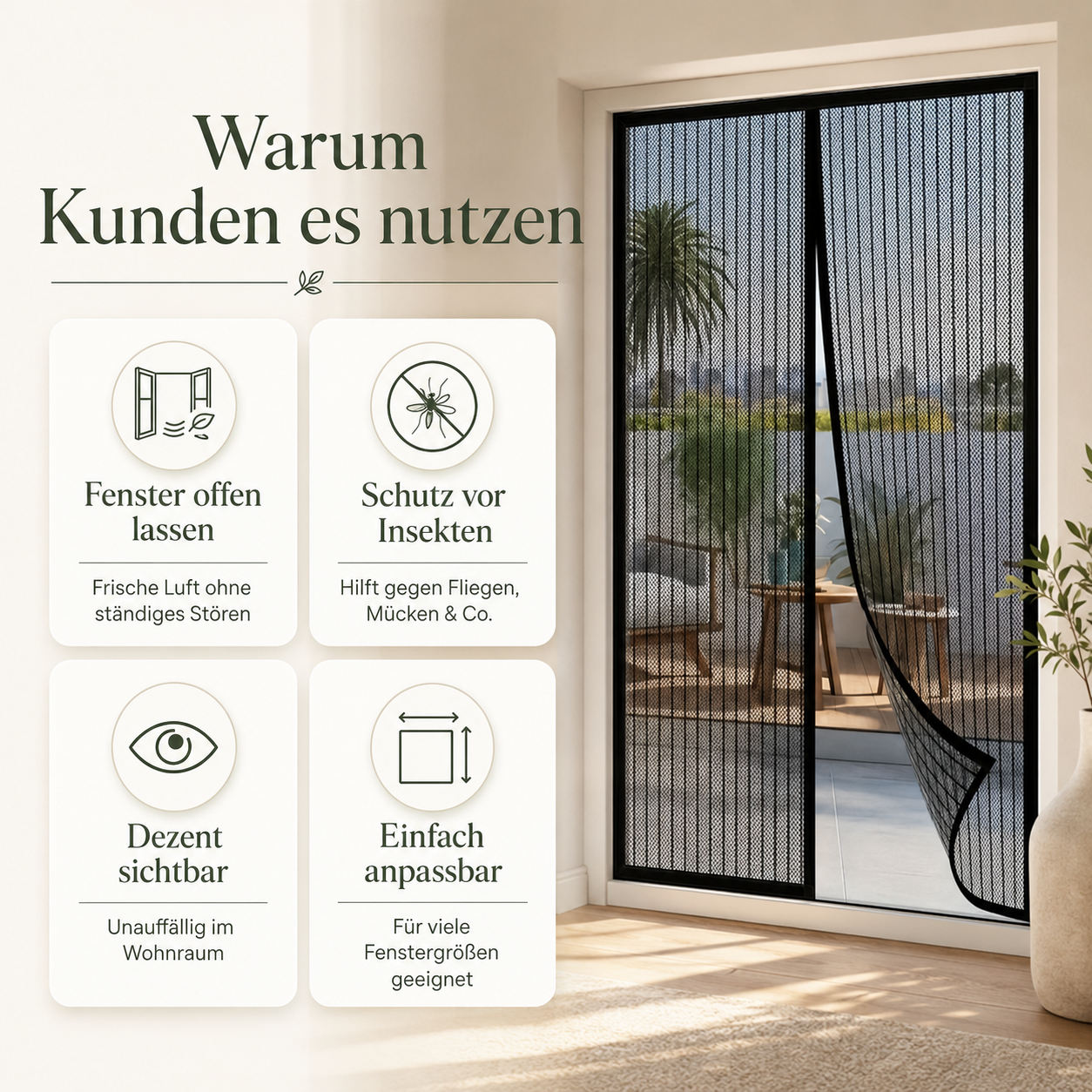 Fliegengitter für Fenster – Zuschneidbar & Selbstklebend