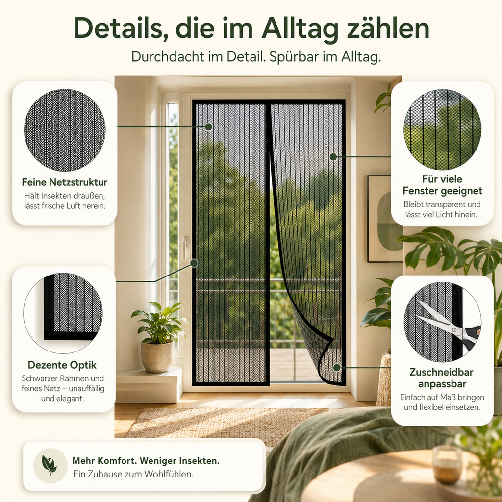 Fliegengitter für Fenster – Zuschneidbar & Selbstklebend