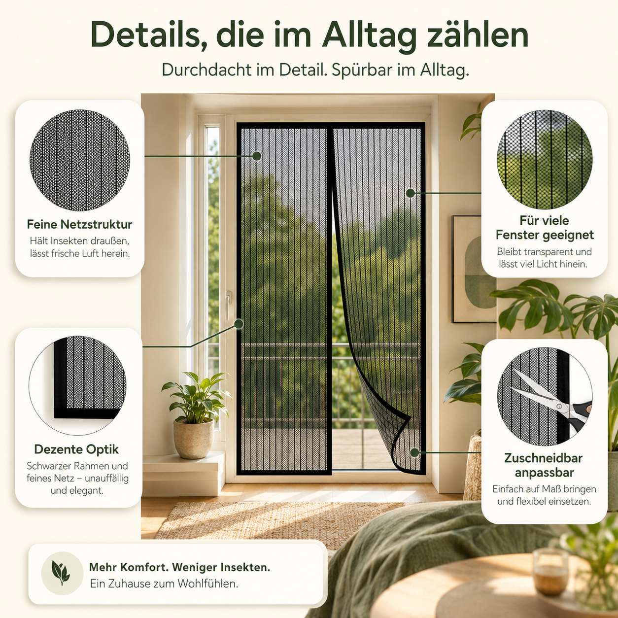 Fliegengitter für Fenster – Zuschneidbar & Selbstklebend