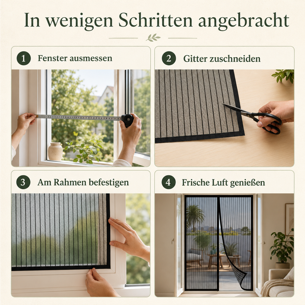 Fliegengitter für Fenster – Zuschneidbar & Selbstklebend