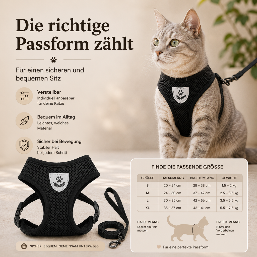 Katzengeschirr mit Leine – Sicher unterwegs