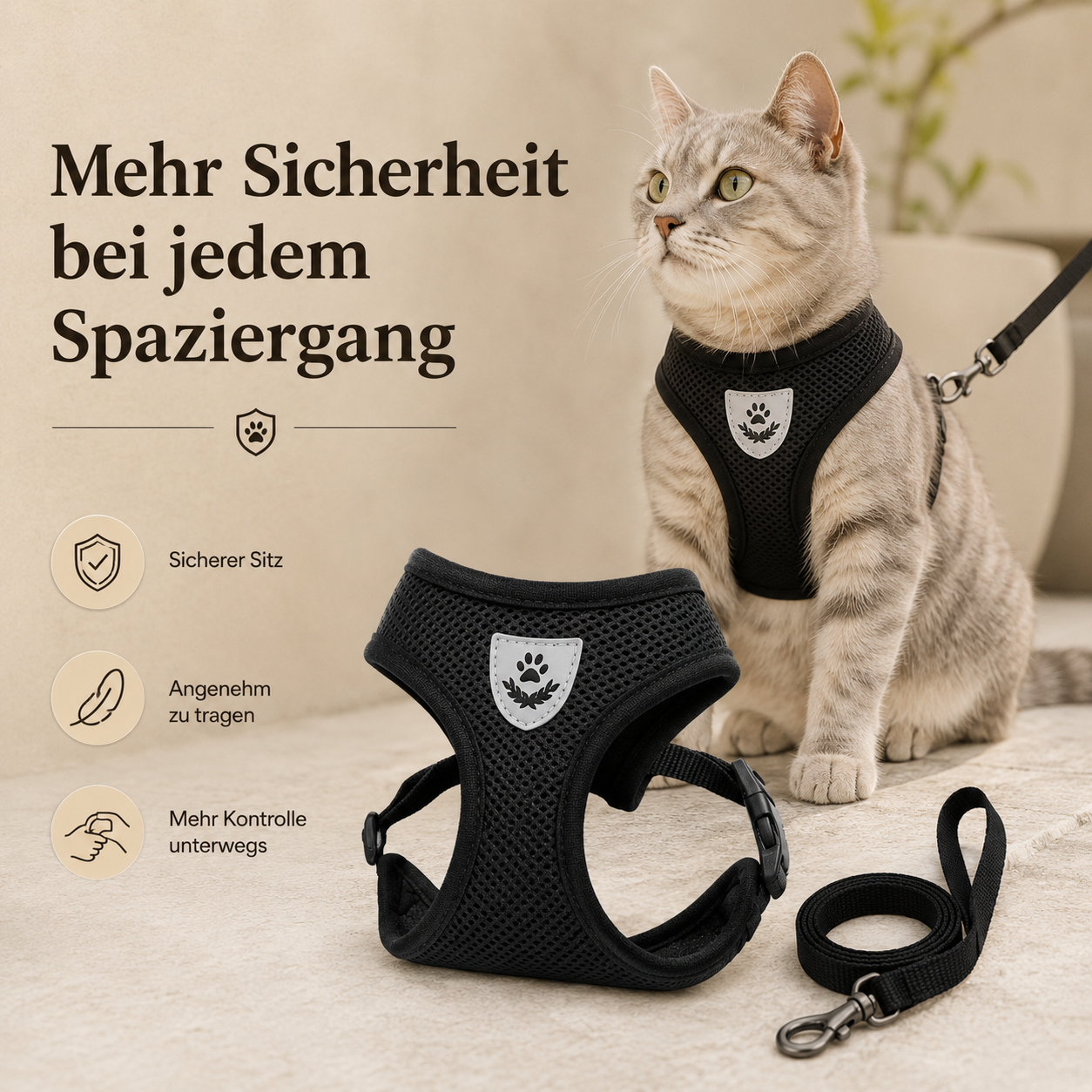 Katzengeschirr mit Leine – Sicher unterwegs