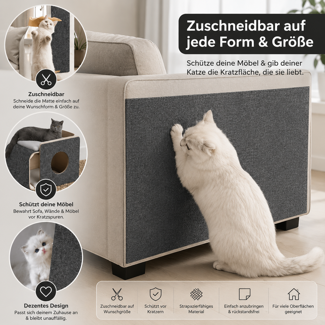 Katzen Kratzschutz für Sofa & Möbel – Zuschneidbar