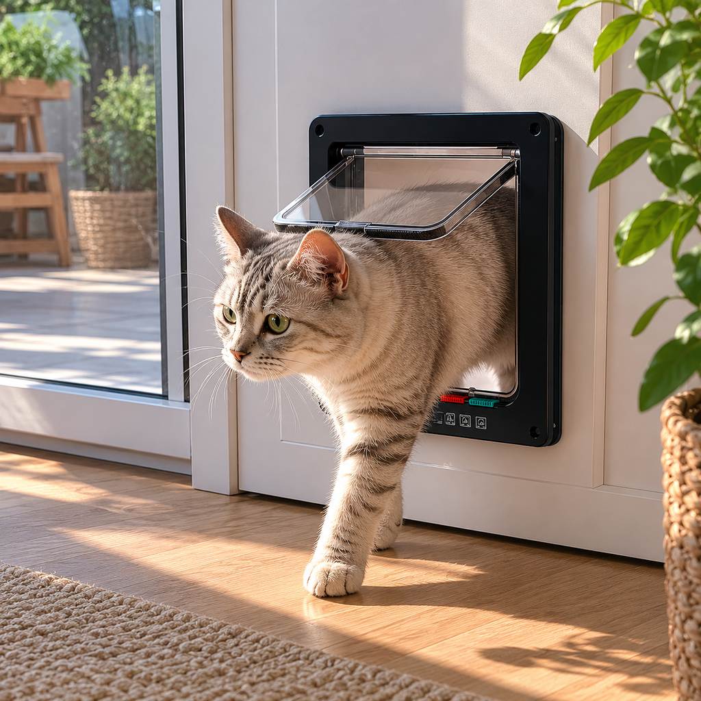 Katzenklappe für Türen – 4-Wege Haustierklappe