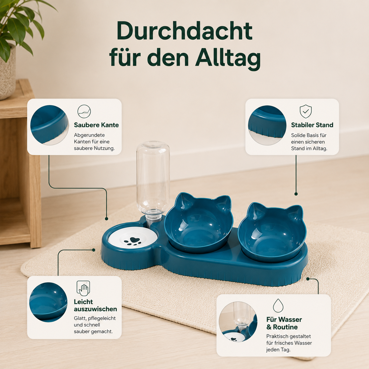 Wassernapf für Hunde & Katzen – Rutschfest & Praktisch