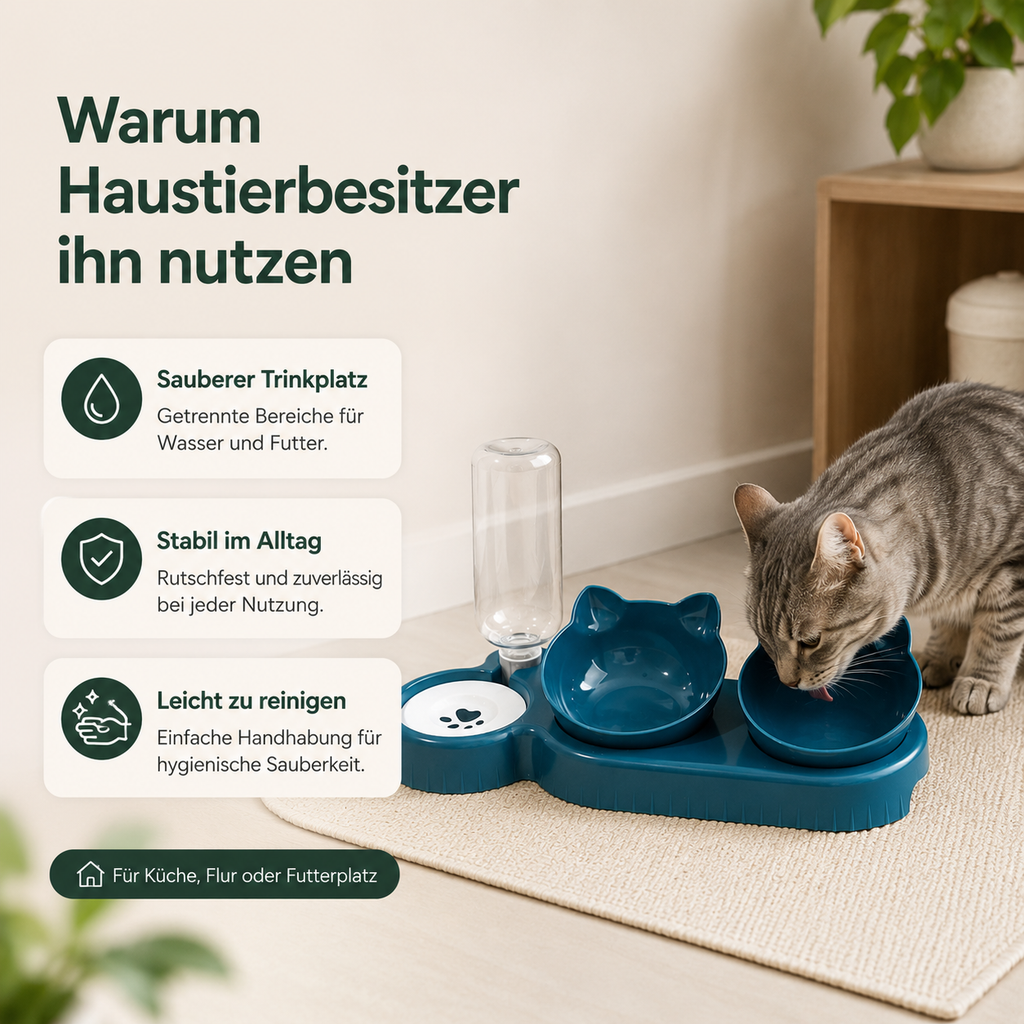 Wassernapf für Hunde & Katzen – Rutschfest & Praktisch
