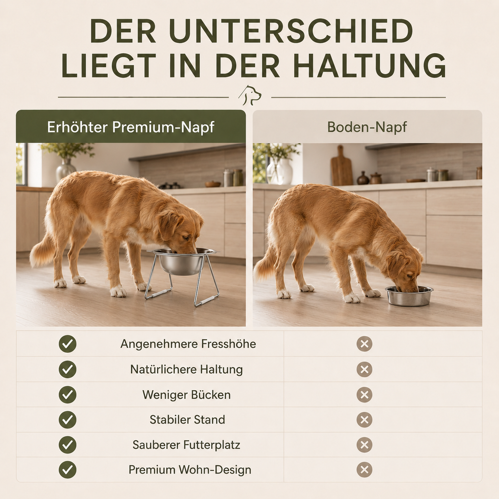 Erhöhter Futternapf für Hunde – bequemer fressen & trinken