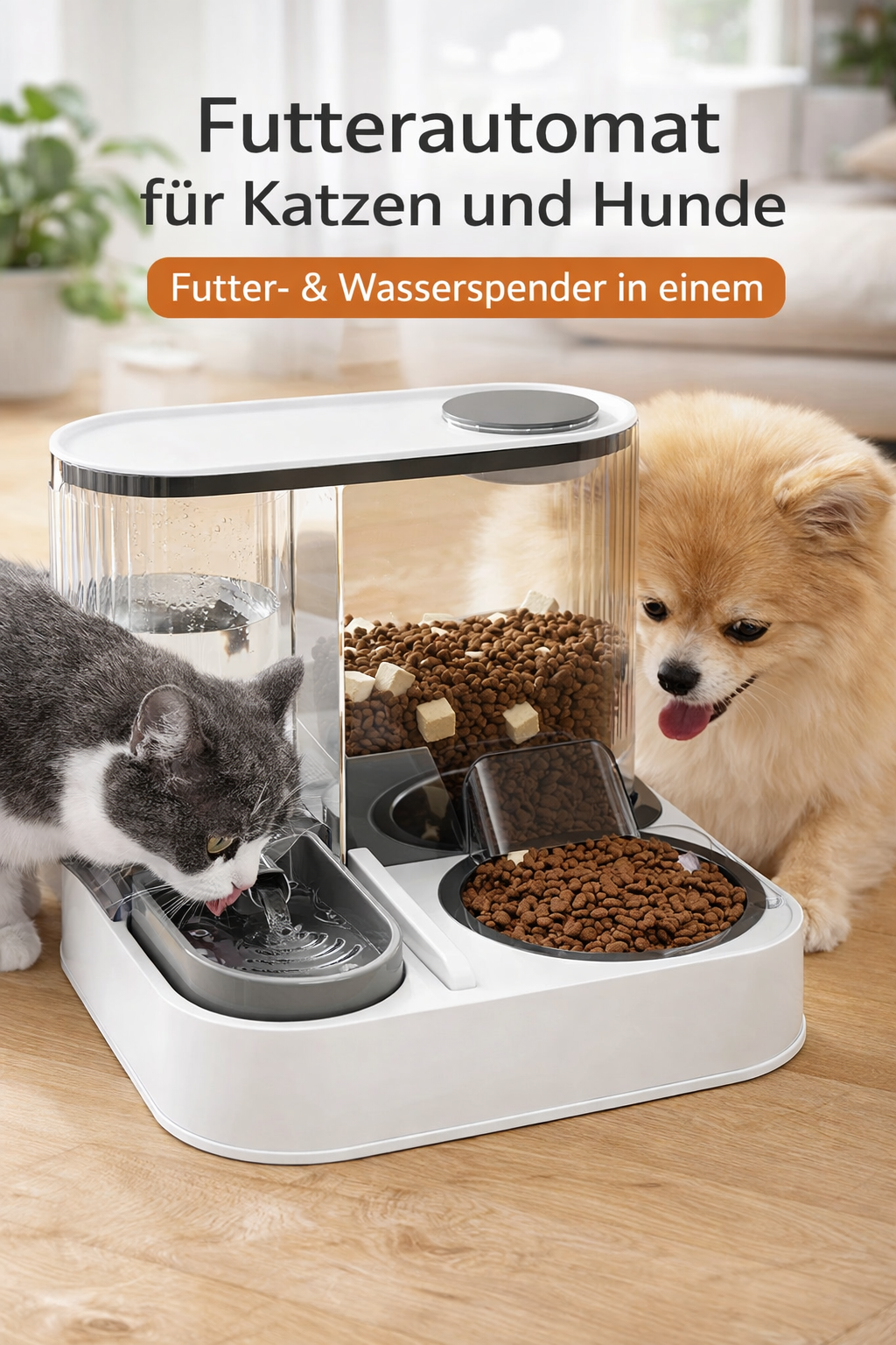 Futterautomat – automatischer Doppelnapf für Hunde & Katzen
