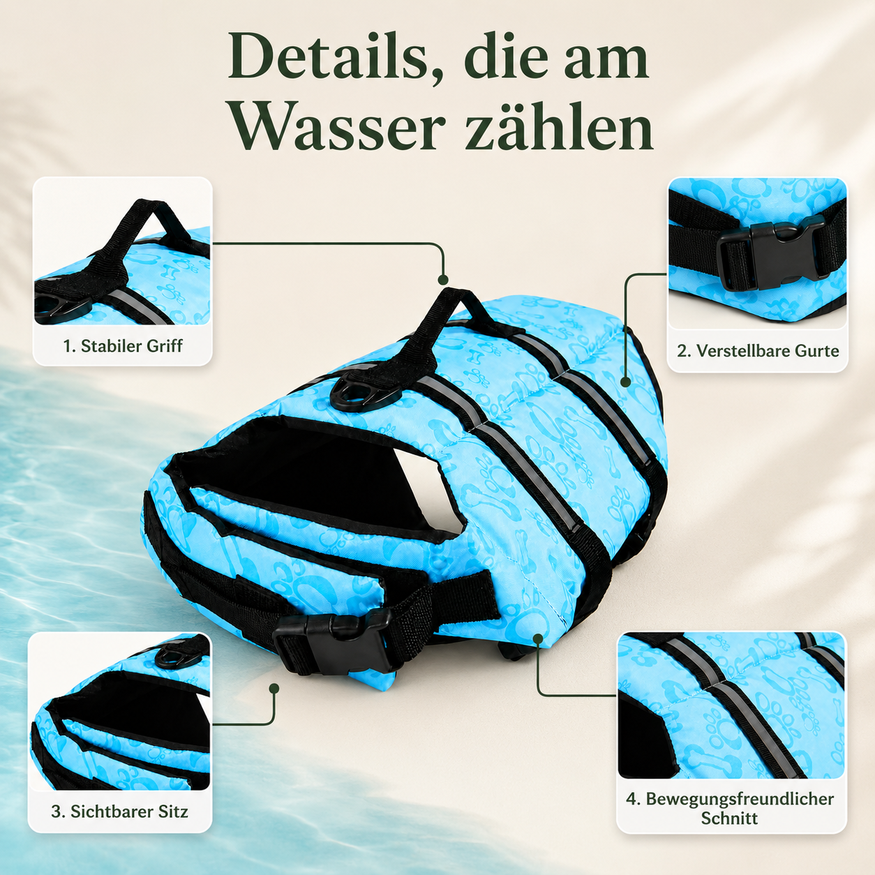 Hundeschwimmweste mit Griff – mehr Sicherheit am Wasser