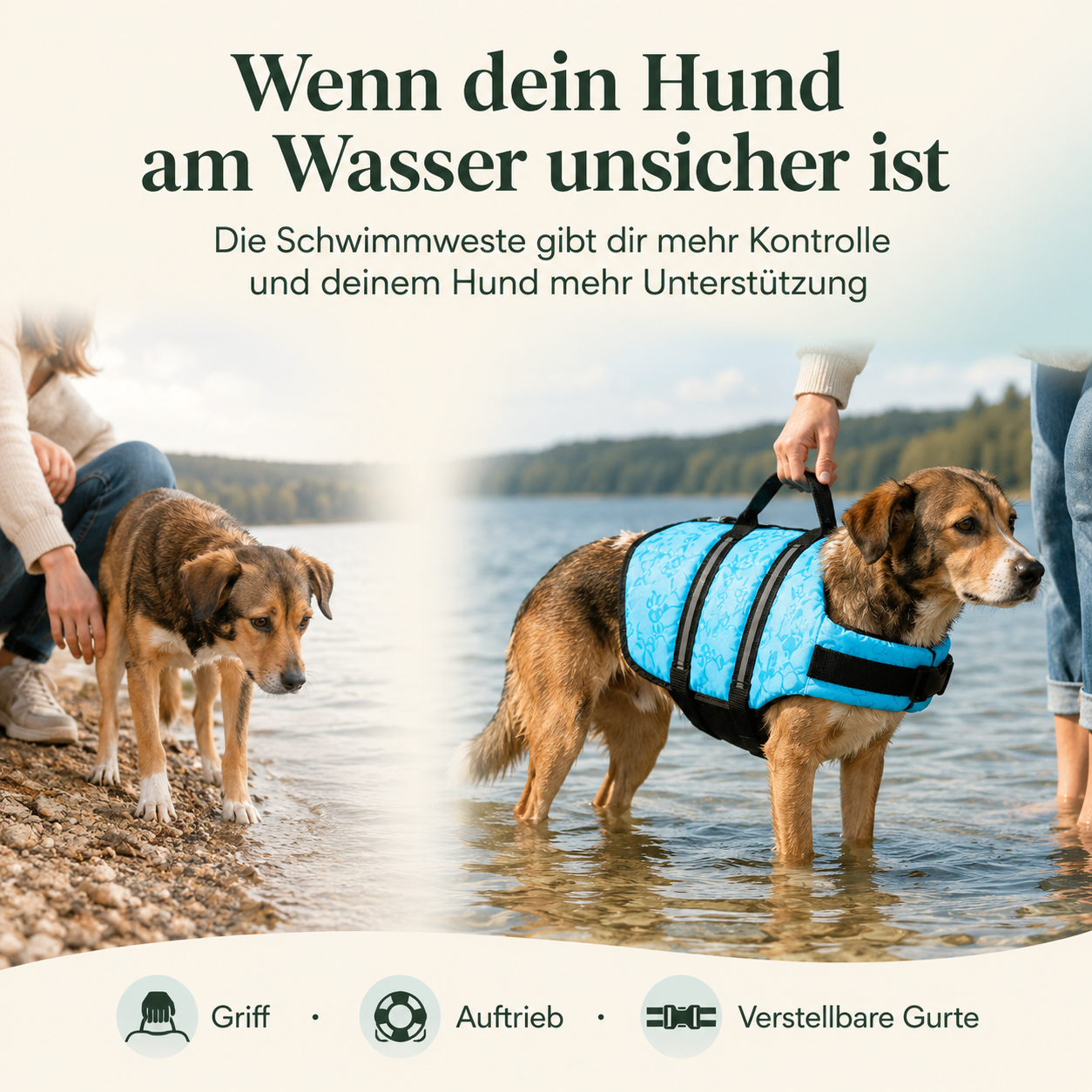 Hundeschwimmweste mit Griff – mehr Sicherheit am Wasser