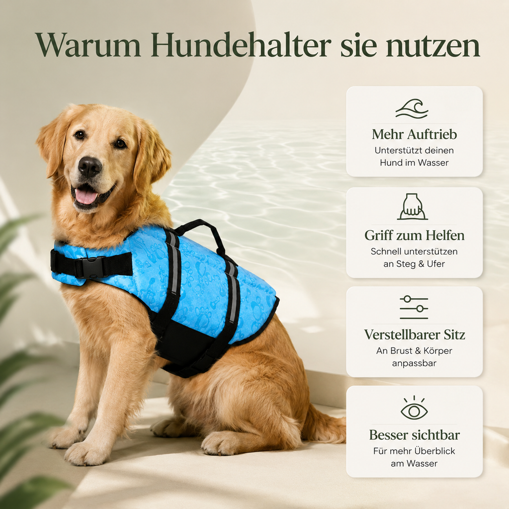 Hundeschwimmweste mit Griff – mehr Sicherheit am Wasser