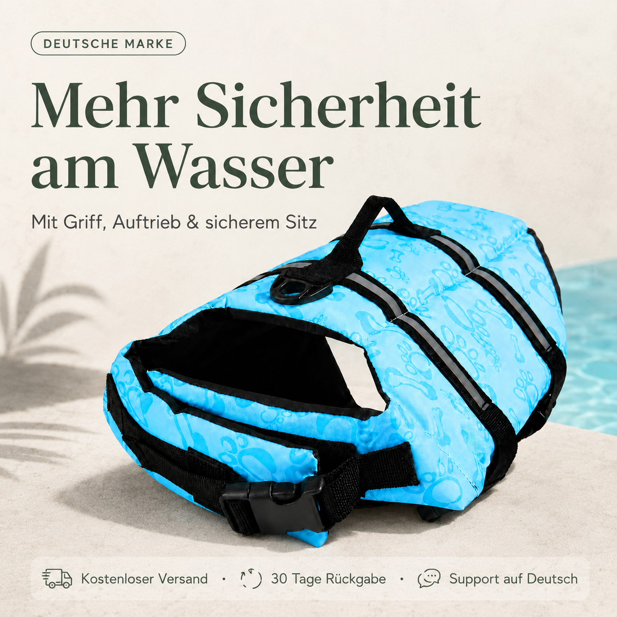 Hundeschwimmweste mit Griff – mehr Sicherheit am Wasser