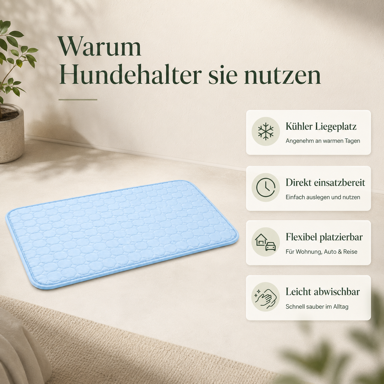 Selbstkühlende Hundematte für warme Tage