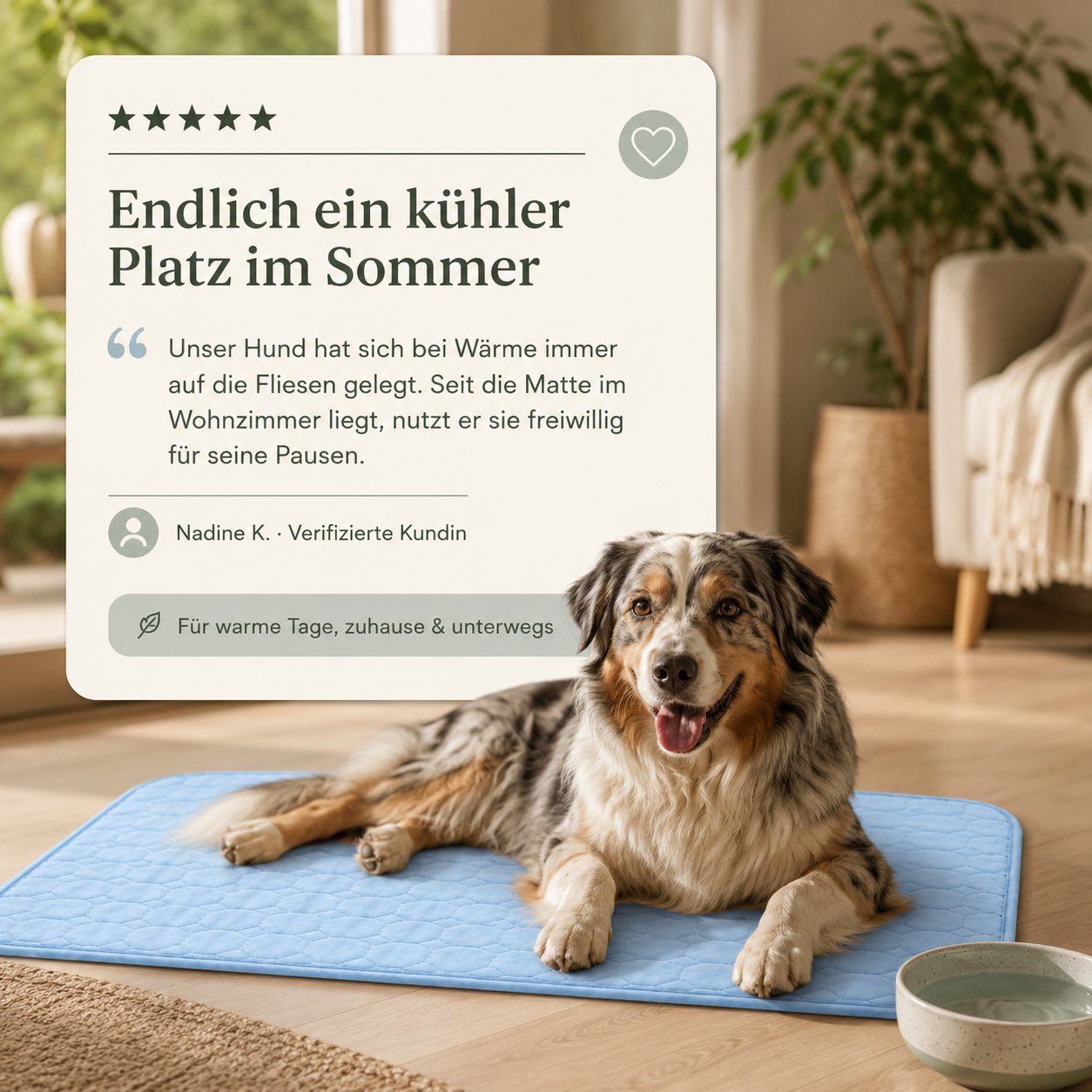 Selbstkühlende Hundematte für warme Tage