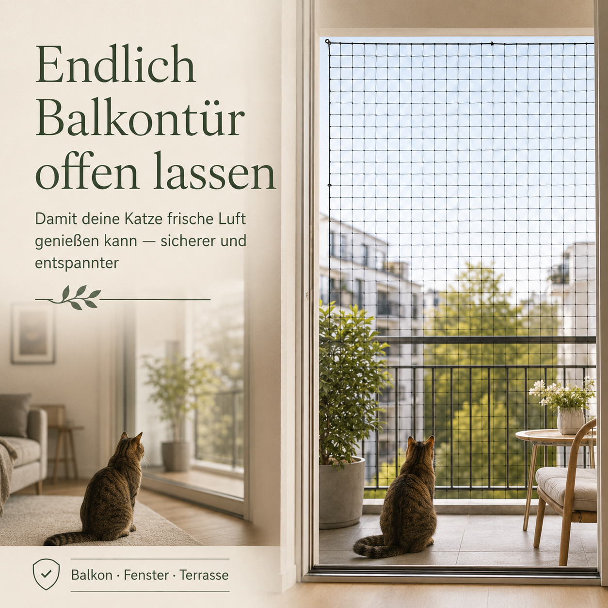 Katzennetz für Balkon & Fenster – sicherer Freigang zuhause