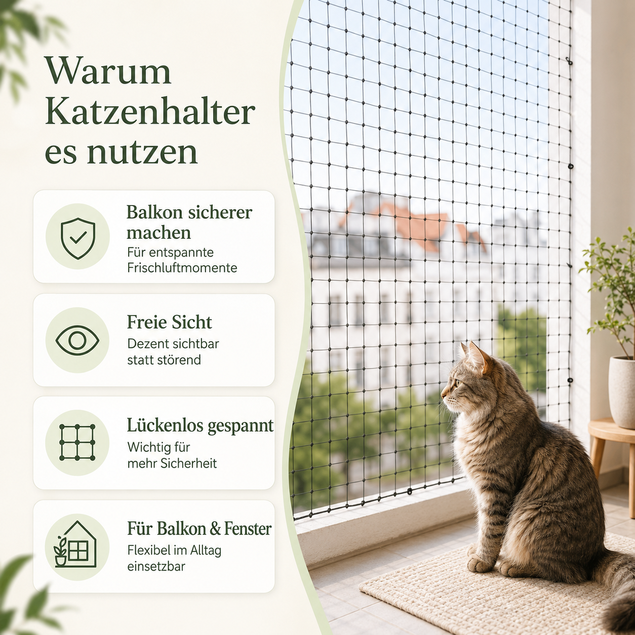 Katzennetz für Balkon & Fenster – sicherer Freigang zuhause