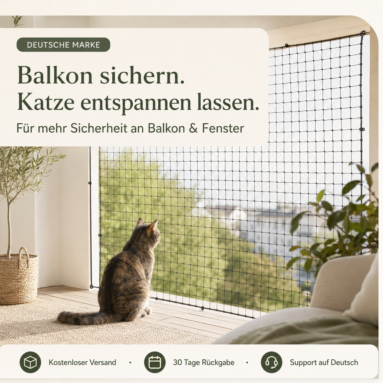 Katzennetz für Balkon & Fenster – sicherer Freigang zuhause