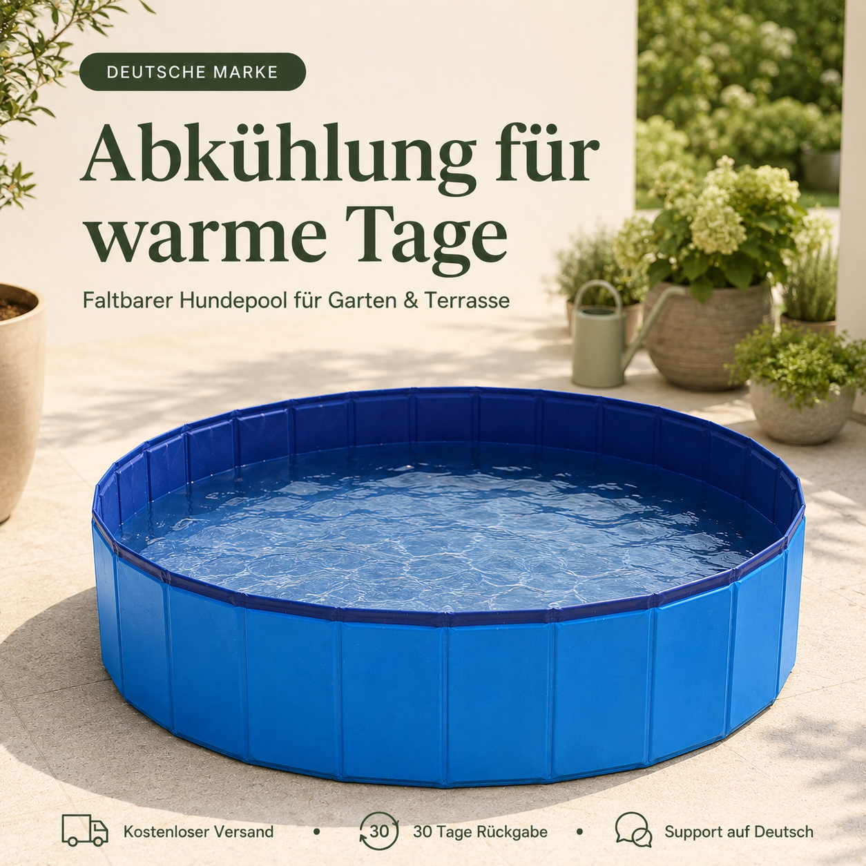 Faltbarer Hundepool für Garten & Terrasse