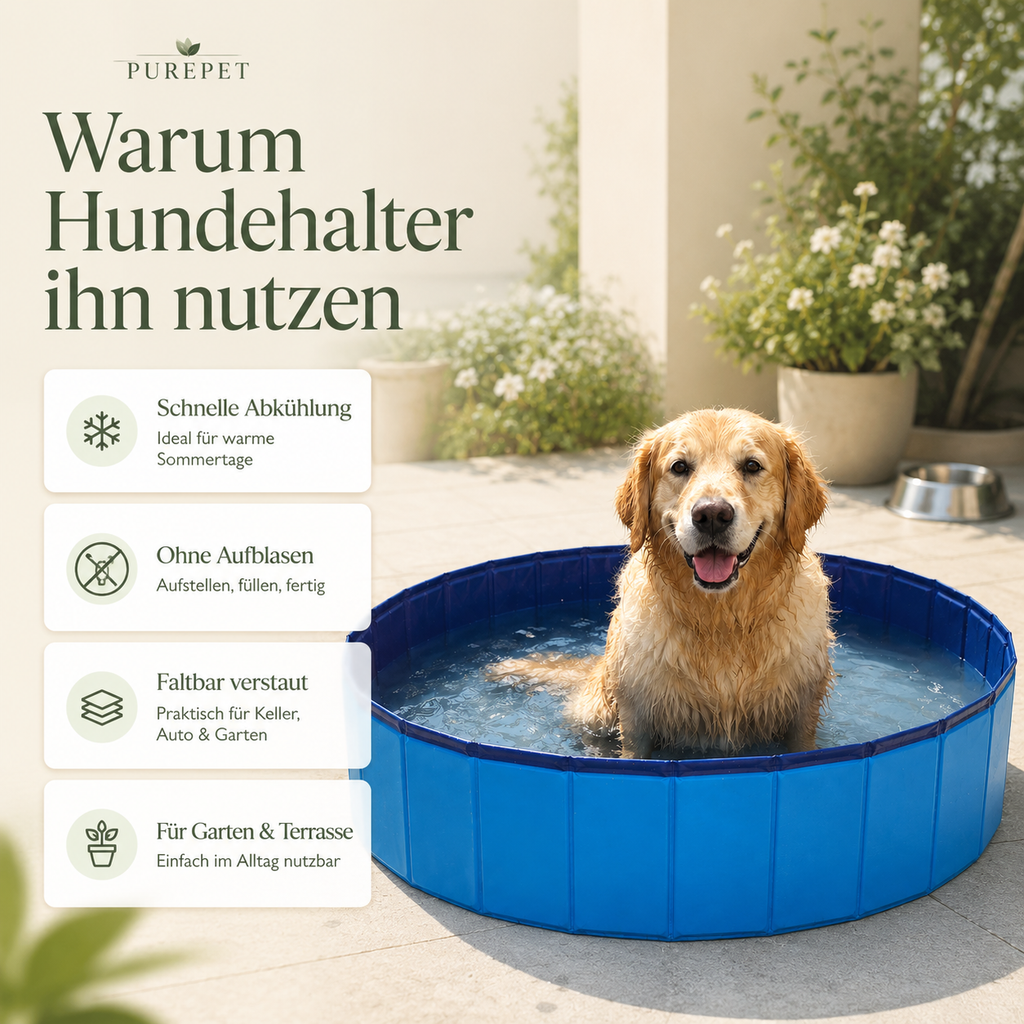 Faltbarer Hundepool für Garten & Terrasse