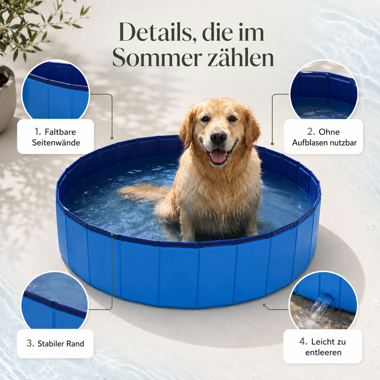 Faltbarer Hundepool für Garten & Terrasse