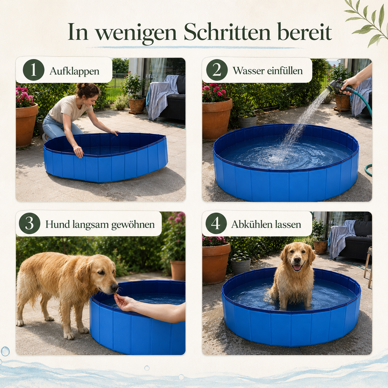 Faltbarer Hundepool für Garten & Terrasse