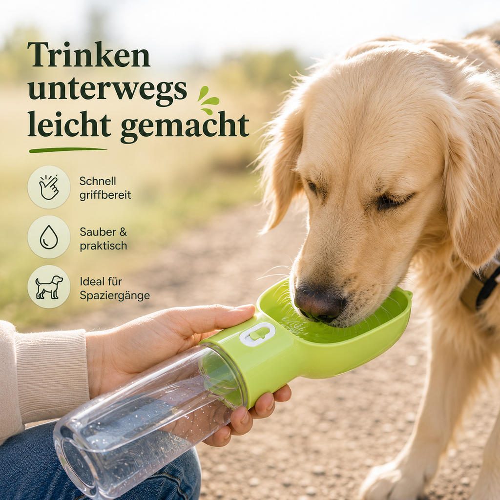 Tragbare Hundewasserflasche – Trinkflasche für unterwegs