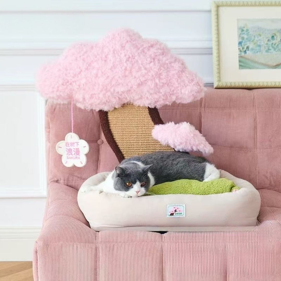 Katzenbett mit Kratzbaum – modernes Katzenmöbel