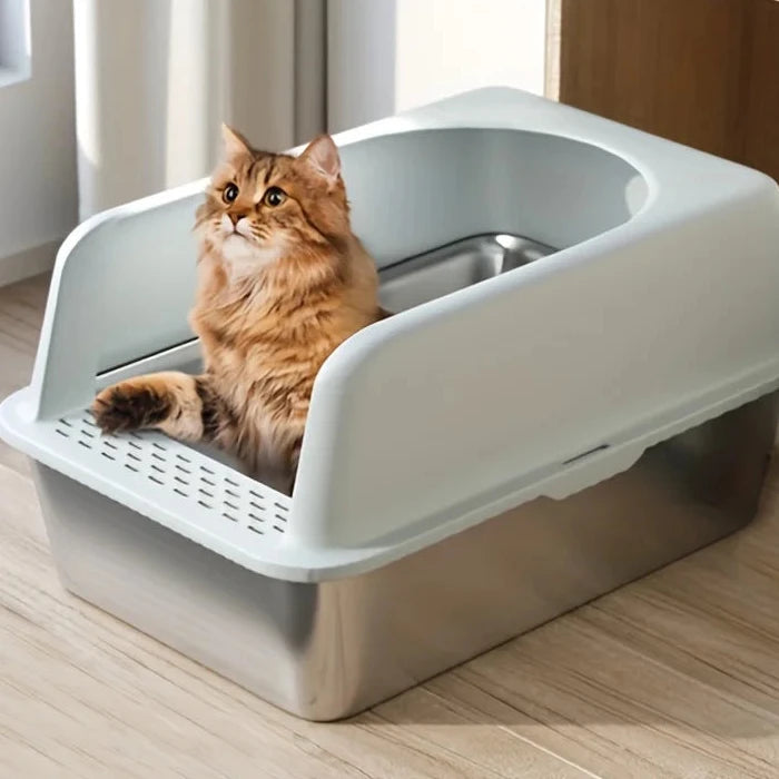 Edelstahl Katzenklo XL mit Deckel 60×50 cm