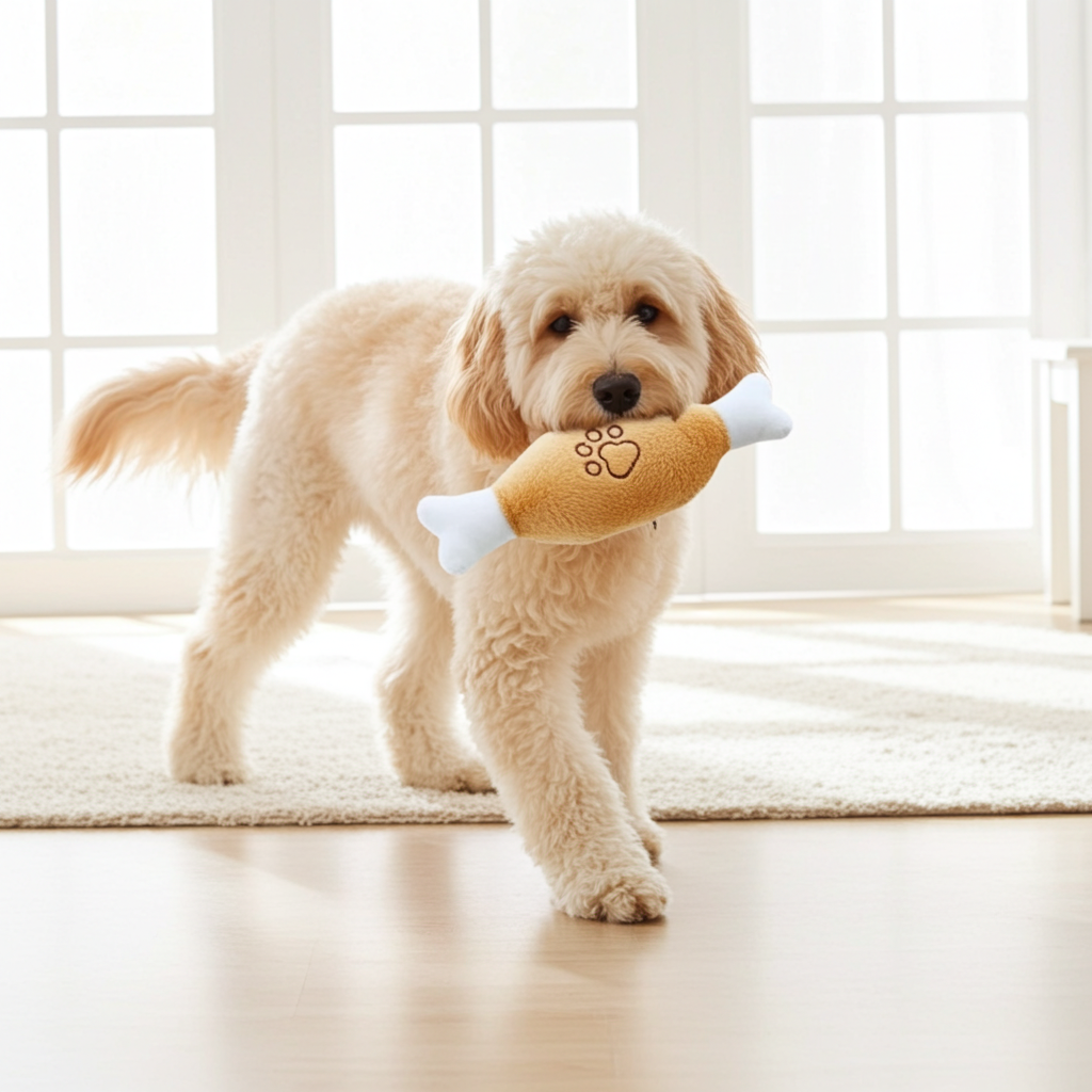 Plüsch-Hundespielzeug mit Quietscher
