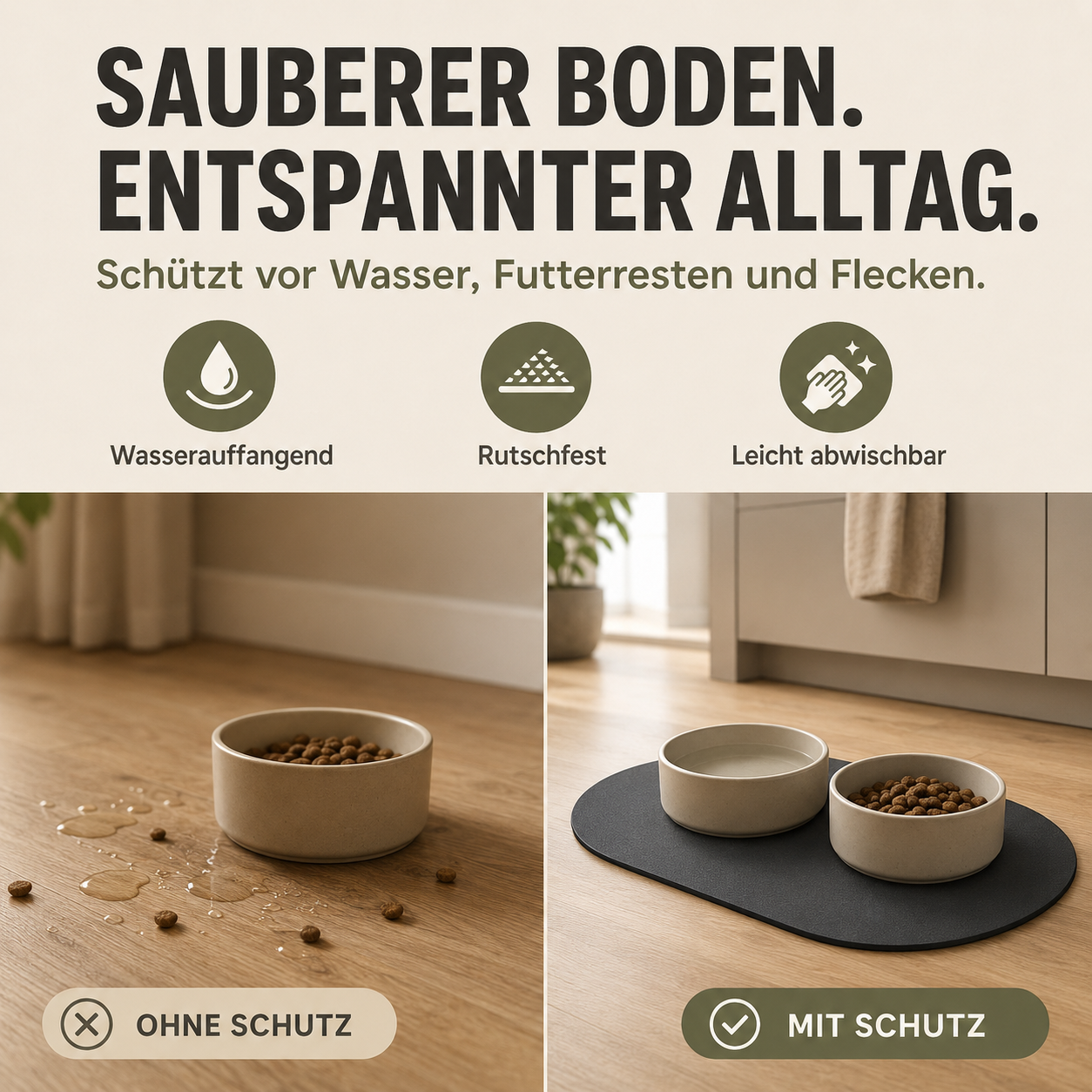 Napfunterlage für Hunde – weniger Flecken rund um den Napf